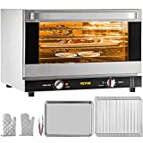 VEVOR Commercial Convection Oven, 47L/43Qt, Half-Size Conventional Oven Countertop, 1600W 4-Tier Toaster w/ Front Glass Door, Electric Baking Oven w/ Trays Wire Racks Clip Gloves, 120V, ETL Listed