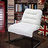 Zenree Comfy Dorm Chairs - Padded Folding Bedroom Reading Leisure/Lounge Chair - Sherpa Seat for Living Room, Dorm, Teen's Den, White