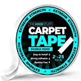 Extreme Strength Double Sided Tape for Area Rugs [2' x 30 Yards] Antislip Rug Tape for Carpet, Vinyl, Laminate, Tile and Hardwood Floors, Indoor and Outdoor Carpet Tape for Area Rugs Over Carpet