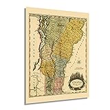 HISTORIX Vintage 1814 Vermont Map - 18x24 Inch Vermont State Vintage Map - Vermont Wall Art - Old Vermont Map Poster - Vermont Wall Decor - Map of Vermont From Actual Survey (2 Sizes)