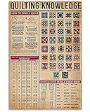 Quilting Knowledge Vintage Art Metal Sign Sewing Room Wall Decor Tin Sign Vintage Home Decor Metal Poster Plaque For Home Studio Office 8x12 Inch