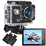 Jadfezy Action Camera FHD 1080P 12MP, 98FT/30M Underwater Waterproof Camera with 2 Batteries, Wide Angle Sports Camera with Accessories Kit Suitable for Helmet, Bicycle, etc. (FHD 1080P)