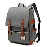 MANCIO Slim Laptop Backpack with USB Charging Port,Vintage Tear Resistant Business Bag for Travel, College, School, Casual Daypacks for Men,Women, Fits up to 15.6Inch Macbook in Grey