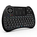 (Backlit Version)REIIE H9+ Backlit Wireless Mini Handheld Remote Keyboard with Touchpad Work for PC,Raspberry Pi 2, Pad, Smart TV, Android TV Box, Windows 7 8 10