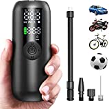 LILTSDRAE Bike Pump Mini Tire Inflator Portable Air Compressor 150PSI Cordless Electric Bicycle Air Pump, Auto Shut-Off with Presta and Schrader Valve Smart Electric Pump for Car Bike Motorcycle Ball
