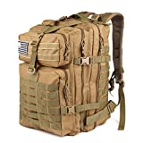 ROARING FIRE Tactical Backpack. Large Army Assault Pack, Expandable Molle Backpack for The Outdoor, Hiking, 3 Day Pack, Bug Out Bag, Trekking, Hunting or Tactical Uses 45L (Desert Tan)