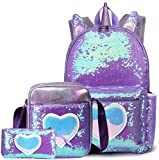 Girls Unicorn Backpack 3D Magic Sequin Backpacks for Girls School Bag for Elementary Student