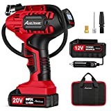 AVID POWER Tire Inflator Air Compressor, 20V Cordless Car Tire Pump with Rechargeable Li-ion Battery, 12V Car Power Adapter, Digital Pressure Gauge
