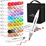 Caliart Alcohol Brush Markers, 51 Colors Dual Tip Artist Brush & Chisel Tip Sketch Art Alcohol Markers for Kids Adult Coloring Books Painting Drawing Illustration Artist Craft Card Making Supplies