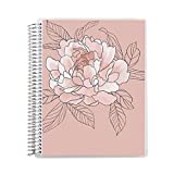 7' x 9' Spiral Bound Graph Paper Notebook - Flora Peony. 160 Page Math, Science, Business & Art Grid Ruled Notebook. 80 lb. Thick Mohawk Paper. Stickers Included by Erin Condren.