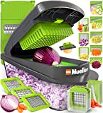 Mueller Pro-Series 10-in-1, 8 Blade Vegetable Slicer, Onion Mincer Chopper, Vegetable Chopper, Cutter, Dicer, Egg Slicer with Container