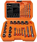 XEWEA Screw&Bolt Extractor Set and Right Drill Drill Bit Kit, Easy Out Broken Lug Nut Extraction Socket Set for Damaged, Frozen,Studs,Rusted, Rounded-Off Bolts, Nuts & Screws- 26Pcs