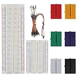 BOJACK 1Pcs 803 Tie Points and 1 Pcs 400 Tie Points Solderless Breadboard and 65 Pcs Flexible Breadboard Jumper Wires and 6PCS 170 Points Mini Solderless Breadboard (Pack of 73 pcs)