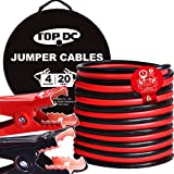 TOPDC Jumper Cables 4 Gauge 20 Feet -40℉ to 167℉ Heavy Duty Booster Cables with Carry Bag (4AWG x 20Ft)