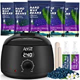Waxing Kit- Anruz Digital Wax Warmer Hair Removal Kit- 5 Bags Multiple Formulas Hard Wax Beads (17.5 oz. total)-Target Different Type of Hair- At Home Wax Kit for Bikini Brazilian Legs Armpit Face Full Body Waxing