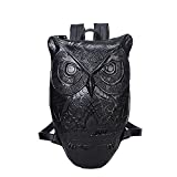 3D Animal Head Backpack, Owl Backpack for Girls PU Leather Graphic Embossed Laptop College Bookbag