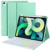 Harvopu iPad Air 5th 4th Generation Case with Keyboard - 7 Color Backlight Detachable Keyboard Tablet Cover with Pencil Holder for iPad Air 5th Gen 2022/iPad Air 4th Gen 2020 10.9, Green