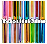 20 pack 12x12 Holographic Premium Permanent Vinyl Sheets 16 Colors + 4 Bonus Transfer Paper Sheets For Cricut Explore Air 2 Silhouette Cameo and Other Vinyl Cutter Machines