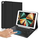 JADEMALL iPad 9.7 Keyboard Case for iPad 6th Generation 2018, iPad 5th Gen 2017, iPad Air 2 & Air, iPad Pro 9.7, Wireless Bluetooth Touchpad Keyboard, Protective Case with Pencil Holder