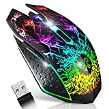 VEGCOO Wireless Gaming Mouse, Rechargeable Gaming Mouse, Silent Optical Mice with 2.4G USB Receiver, 3 Level DPI, 7 Buttons, 7 Colors LED Lights for PC/Mac Gamer, Laptop and Desktop