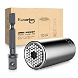 Universal Socket Tools Gifts for Men,KUSONKEY Professional 7mm-19mm Tool Sets with Power Drill Adapter,Best Fathers Day Cool Gifts for Men, DIY Handyman, Father/Dad, Husband, Boyfriend, Him, Women