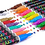 Morfone Acrylic Paint Pens, 20 Colors Acrylic Markers Virbrant Water-based Art Marker Set for Rock Painting, Canvas, Glass, Ceramic, Plastic, Wood, Mirrors, Paper (3mm Reversible Bullet Chisel Tip)