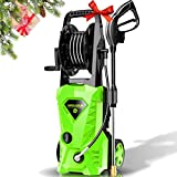 WHOLESUN 3000PSI Electric Pressure Washer 2.4GPM Power Washer 1600W High Pressure Cleaner Machine with 4 Nozzles Foam Cannon for Cars, Homes, Driveways, Patios (Green)
