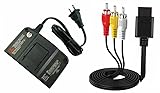 WF AC Power Supply + Audio Video RCA AV Composite Cable Adapter Cord To External TV Screen Monitor For Nintendo N64 64 System Game Console Bundle Kit Lot