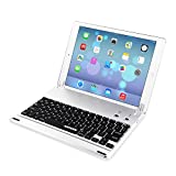 Arteck Ultra-Thin Apple iPad Air 2/9.7-inch iPad Pro Bluetooth Keyboard Folio Stand with Built-in Stand Groove for Apple iPad Air 2 with 130 Degree Swivel Rotating-Silver