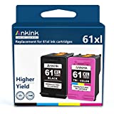 Ankink High Yield 61xl Black Color Ink Cartridge Combo Pack HP 61 HP61 XL Hp61xl Print Ink for HP Envy 4500 5530 4502 5535 5534 officejet 4630 4635 Deskjet 1000 1010 1510 Printer(1Black 1Tri-Color)