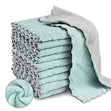 20 Pack Kitchen Dish Cloths, Super Absorbent Microfiber Cleaning Cloth for Cleaning Dishes, Kitchen, Bathroom, Car (Grey & Green)