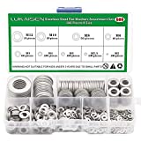 304 Stainless Steel Flat Washers Set 580 Pieces, 9 Sizes - M2 M2.5 M3 M4 M5 M6 M8 M10 M12 Suitable for Home Decoration, Factories Repair, Kitchens, Shops and Outdoor Construction