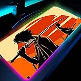Mouse Pads Brave Warrior in Red Sunset RGB Mouse Pad XXL Gamer LED Colorful USB Mice Pad Laptop Keyboard Pad Anti-Slip CS GO Anime Gaming Desk Pad for Office Home Gaming Working 12X27.5inch