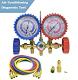 LEIMO KPARTS AC Diagnostic Manifold Gauge Set for Freon Charging, Fits R410A R22 R404 Refrigerants, 1/4' Thread Hose Set 60' with 2 Quick Coupler-r410a Manifold Gauge Set