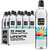 LIFEWTR Premium Purified Water, pH Balanced with Electrolytes, 100% recycled plastic bottles, 23.7 Fl Oz Flip Cap Bottles, 700 mL (Pack of 12)