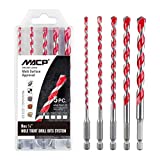 Hex Shank Multifunctional Masonry Drill Bits,5pcs Multi-Purpose Carbide Tip Drilling Bit Set for Metal, Brick, Block, Soft Tile, Wood, Plastic and Fiber Cement