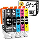 Smart Ink Compatible Ink Cartridge Replacement for Canon 280 281 PGI-280XXL CLI-281XXL (5 Combo Pack) to use with Canon Pixma TR8520 TS9120 TS6120 TR8620 TR8620a TS6320 TR7520 TS6220 (PGBK & BK/C/M/Y)