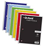 Oxford Spiral Notebook 6 Pack, 1 Subject, College Ruled Paper, 8 x 10-1/2 Inch, Color Assortment May Vary (65007)