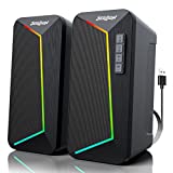 SOULION R40 Computer Speakers, USB/Bluetooth V5.3 Desktop Speakers for PC Monitor Gaming, with Customize 6 Lighting Effects, 2.0 Channel Surround Stereo & Quality Bass