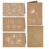 4x6 Thank You Cards 20 Pack Brown Craft Paper 4 Designs of Assorted Blank Thank You Greeting Cards with Envelopes, for Birthday, Wedding, Bridal/Baby Shower, Celebrations…