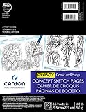 CANSON Artist Series Comic and Manga Concept Sketch Pages Pad, 8.5' x 11', Fold-Over Cover, 10 Sheets (100510875)
