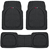 Motor Trend 923-BK Black FlexTough Contour Liners-Deep Dish Heavy Duty Rubber Floor Mats for Car SUV Truck & Van-All Weather Protection Trim to Fit Most Vehicles
