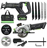 GALAX PRO Reciprocating Saw and Circular Saw Combo Kit with 1pcs 4.0Ah Lithium Battery and One Charger, 7 Saw Blades and Tool Bag