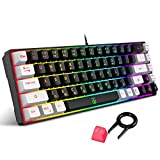 Snpurdiri Mini 60% Gaming Keyboard, RGB Backlit Small Compact 68 Keys Keyboard, Ergonomic Waterproof Mechanical Feeling Office Computer Keyboard for PC, MAC, PS4, Xbox ONE Gamer(68 Keys,Black-White)