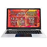 13.3” Laptop Touchscreen Computer Windows 10 Pro Rugged Full HD Business Foldable Notebook Computer with Intel Pentium J4205 Quad-Core 6GB DDR4 512GB SSD Waterproof Design AWOW,Grey,VT13