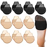 10 Pairs Women's Toe Topper Socks with Padding Toe Pads Covers Forefoot Cushion Pads Toe Cushions Half Socks Non Skid Reusable Forefoot Protectors Pad for Women High Heels (Nude, Black)