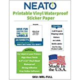 Printable Vinyl Waterproof Sticker Paper for Inkjet and Laser Printer - 10 White Full Sheet Super Glossy Craft Labels - Strong Adhesive - Tear Resistant - Made in The USA - Design Software Included
