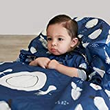 Grabease Allover Waterproof Bib for Self-Feeding Babies and Toddlers 6-24 Mos. – Baby Bibs with Plate Outline Fully Covers Baby and High Chair – Safe, Machine Washable Baby Led Weaning Supplies (Navy)