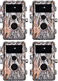 4-Pack Game & Deer Trail Cameras 24MP 2304x1296P H.264 Video for Hunting Wildlife and Home Security No Glow Night Vision Time Lapse Motion Activated Waterproof & Password Protected
