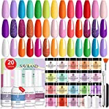 Saviland 29Pcs Dip Powder Nail Kit Starter - 20 Colors Dipping Powder Nail Kit All Season & 15ml Dip Liquid Set System with Base Top Coat Activator Brush Saver for DIY at Home and Salon, 2022 Gift for Ladies